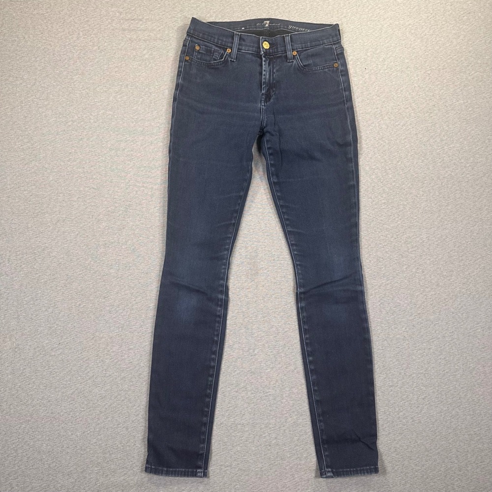 7 For All Mankind Gwenevere Skinny Jeans Dark Indigo Blue Sz 26 Mid Rise Stretch